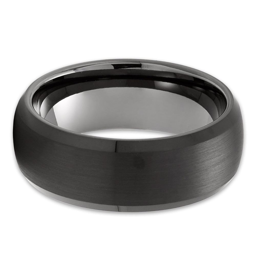 Gunmetal Wedding Ring,Black Tungsten Ring,8mm Wedding Ring,Tungsten Carbide Ring,Dome Wedding Ring,Comfort Fit Ring