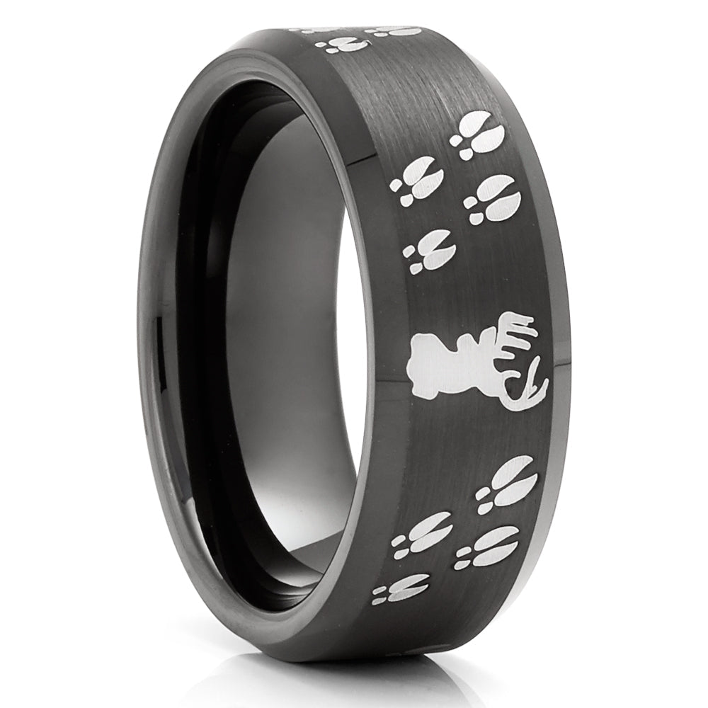 Buck Wedding Ring Deer Wedding Ring Hunters Wedding Band Tungsten Carbide Ring
