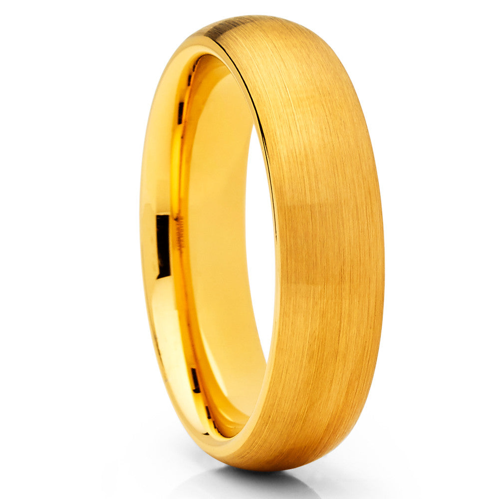 6mm Yellow Gold Tungsten Ring Engagement Ring Anniversary Ring