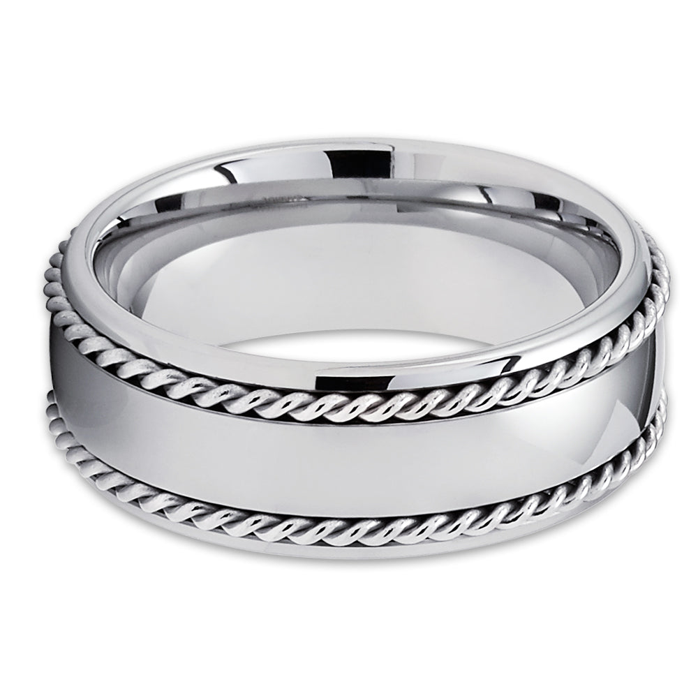 Silver Tungsten Wedding Ring Braid Wedding Ring Tungsten Carbide Ring Engagement