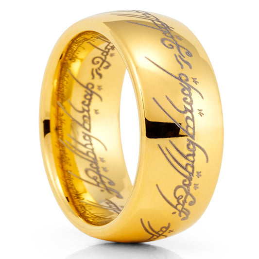 10mm Tungsten Wedding Ring Lord Of The Rings Yellow Gold Wedding Ring