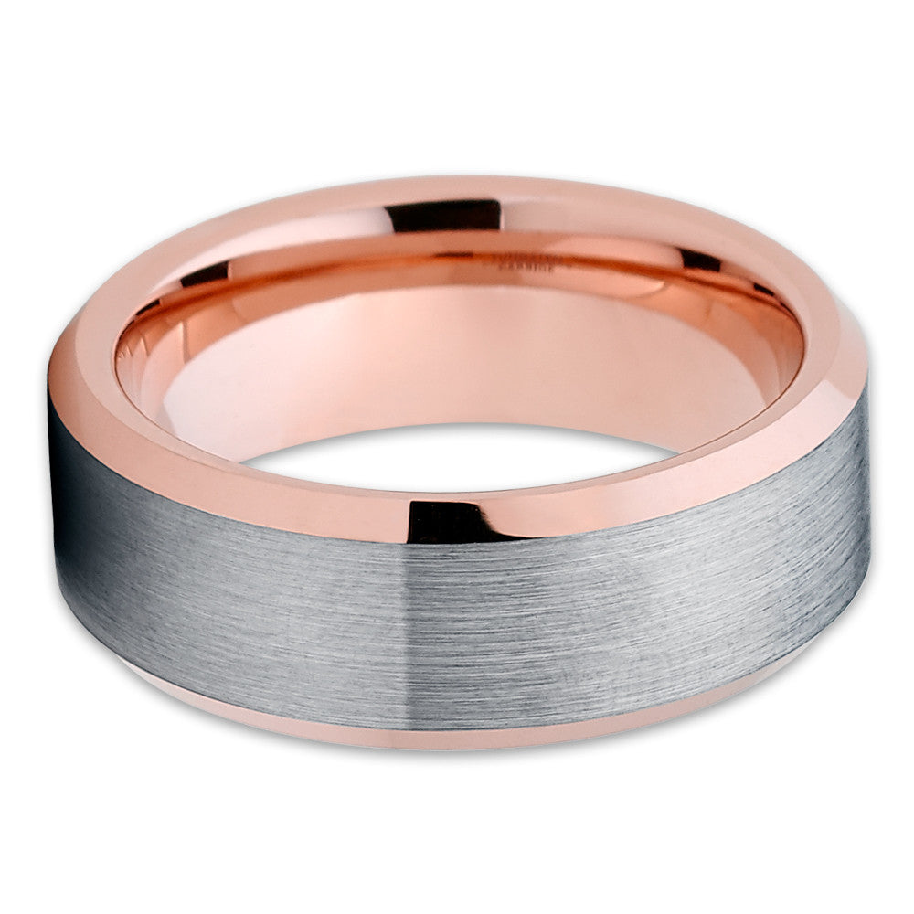 8mm Silver Tungsten Ring Rose Gold Wedding Ring Tungsten Carbide Ring Engagement