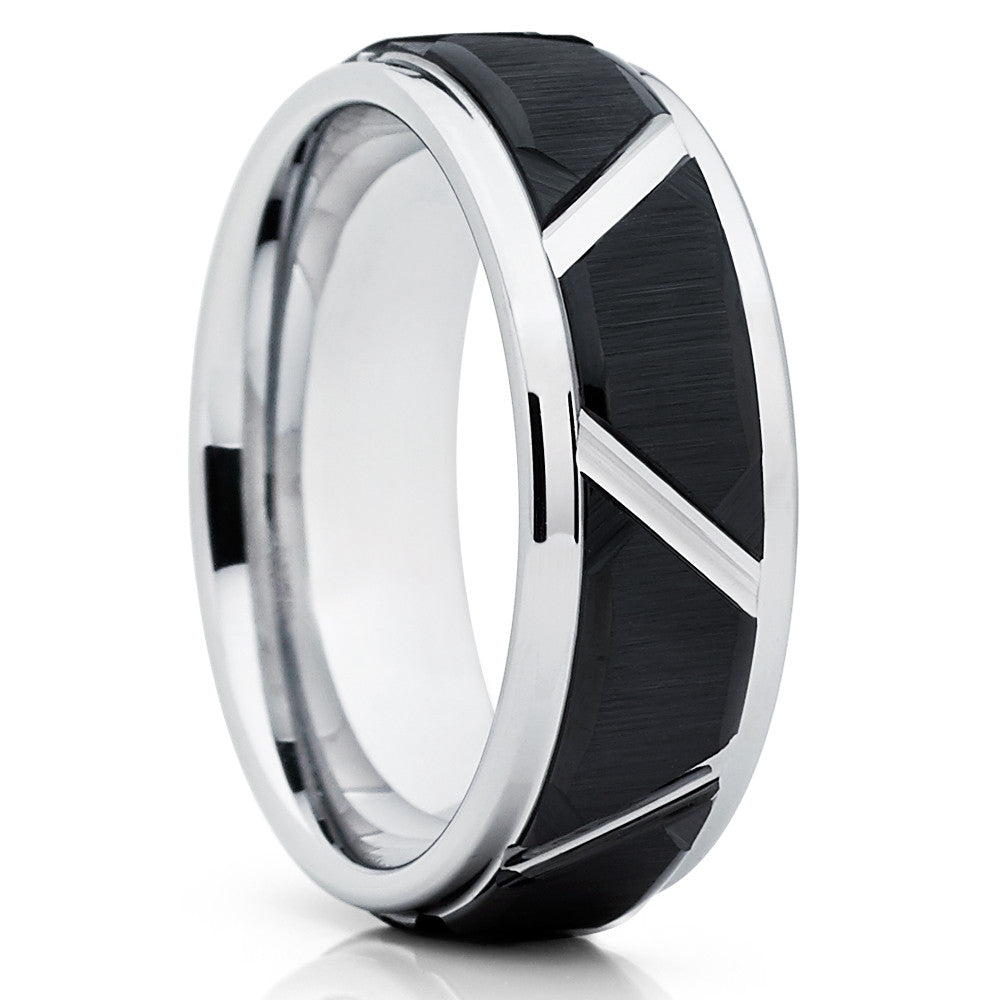 8mm - Black Wedding Band Tungsten Wedding Ring Men's Wedding Band