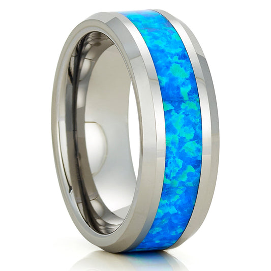 8mm Opal Wedding Ring Tungsten Wedding Ring Engagement Ring Anniversary