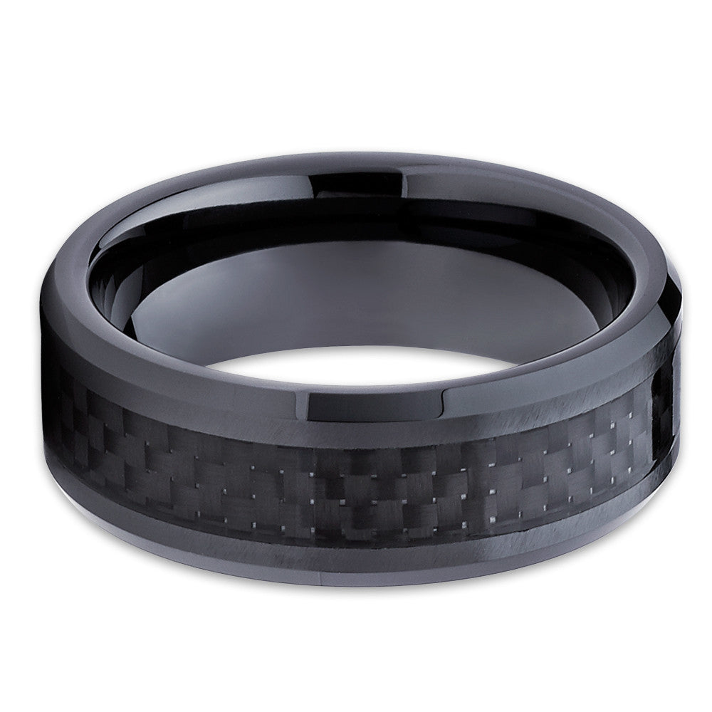 Carbon Fiber Wedding Ring Black Tungsten Wedding Ring Black Ring