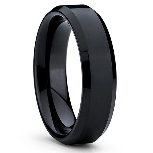 Shiny Black Tungsten Ring Tungsten Carbide Ring Engagement Ring Black