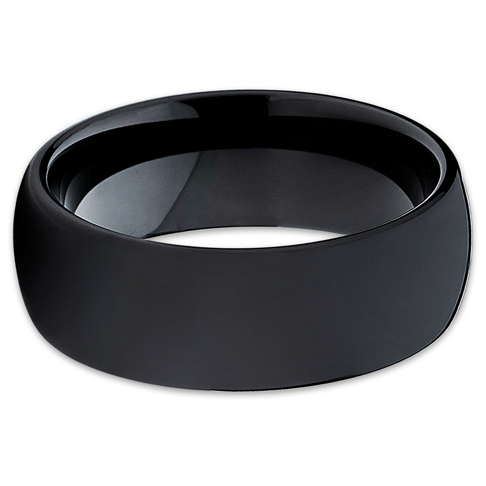 Black Tungsten Wedding Ring Matte Finished Ring Black Wedding Ring