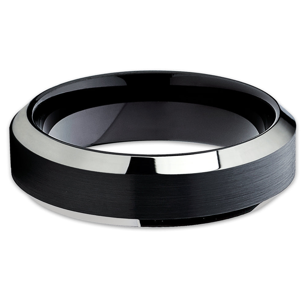 Black Wedding Ring Black Tungsten Ring 6mm Wedding Ring Tungsten Carbide Ring