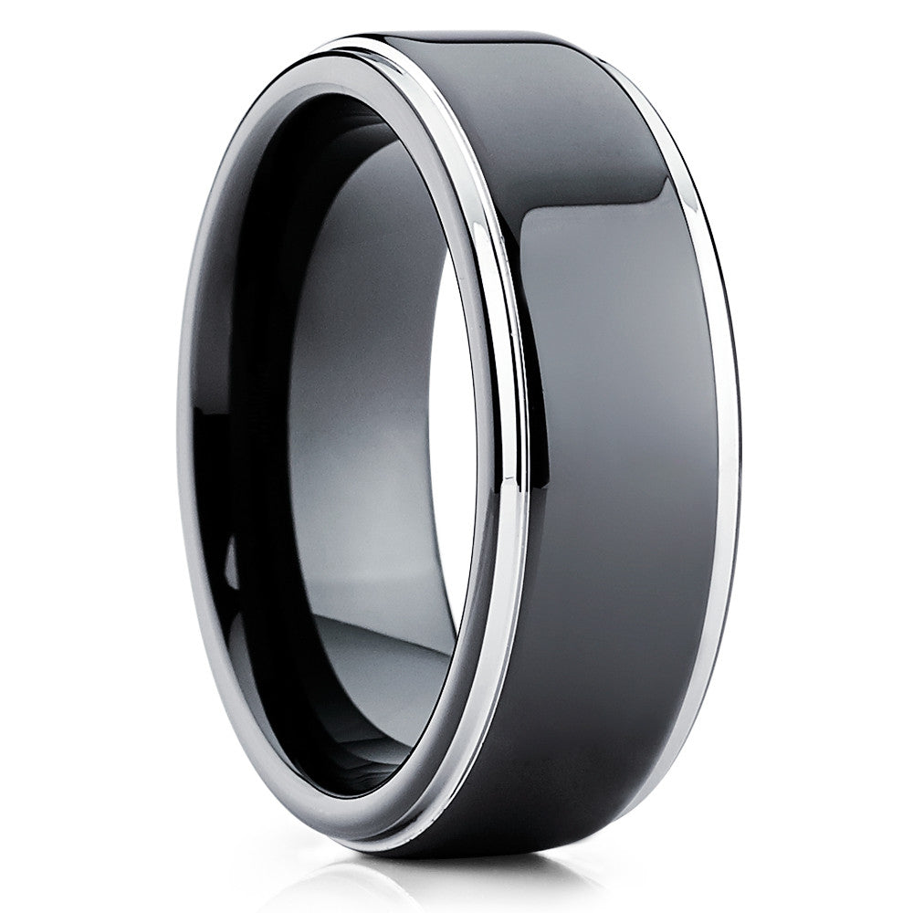 High Polish Black IP online Plate Shiny Center Line, Tungsten Ring 8mm, Men's Tungsten Wedding Band, Tungsten Band, Tungsten, Men's Tungsten