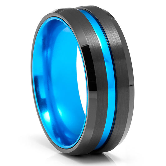 Turquoise Wedding Ring Black Wedding Ring 8mm Tungsten Ring Anniversary Ring