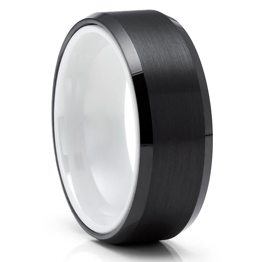 Ceramic Wedding Ring Black Tungsten Wedding Ring 8mm Wedding Ring
