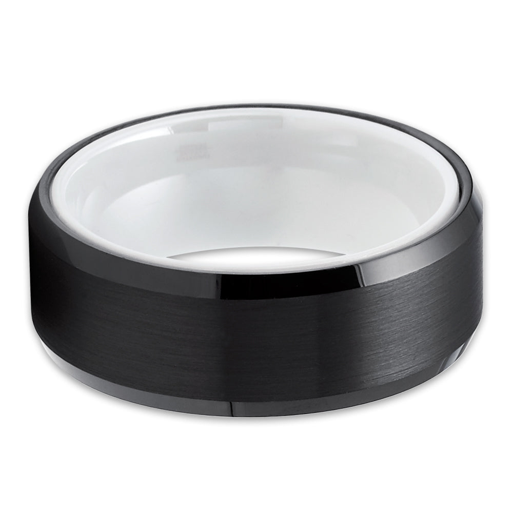 Ceramic Wedding Ring Black Tungsten Wedding Ring 8mm Wedding Ring