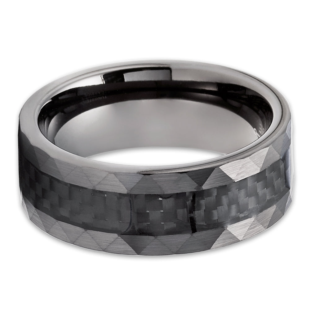 Gunmetal Wedding Ring,8mm Wedding Ring,Engagement Ring,Hammered Ring,Tungsten Carbide Ring,Comfort Fit Ring