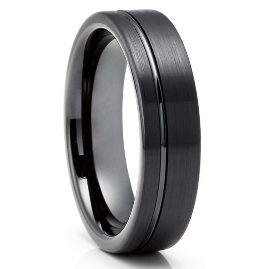 Black Tungsten Ring 6mm Wedding Ring Tungsten Wedding Ring Black Ring