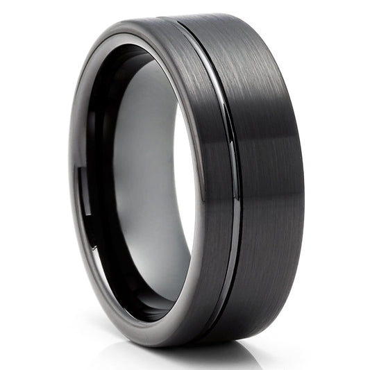 Black Wedding Ring Black Tungsten Ring 8mm Wedding Ring Tungsten Ring