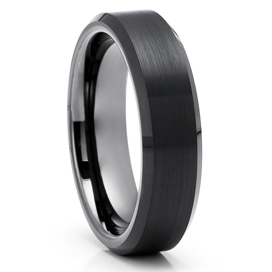 6mm Black Tungsten Wedding Ring Gunmetal Wedding Ring Tungsten Carbide Ring