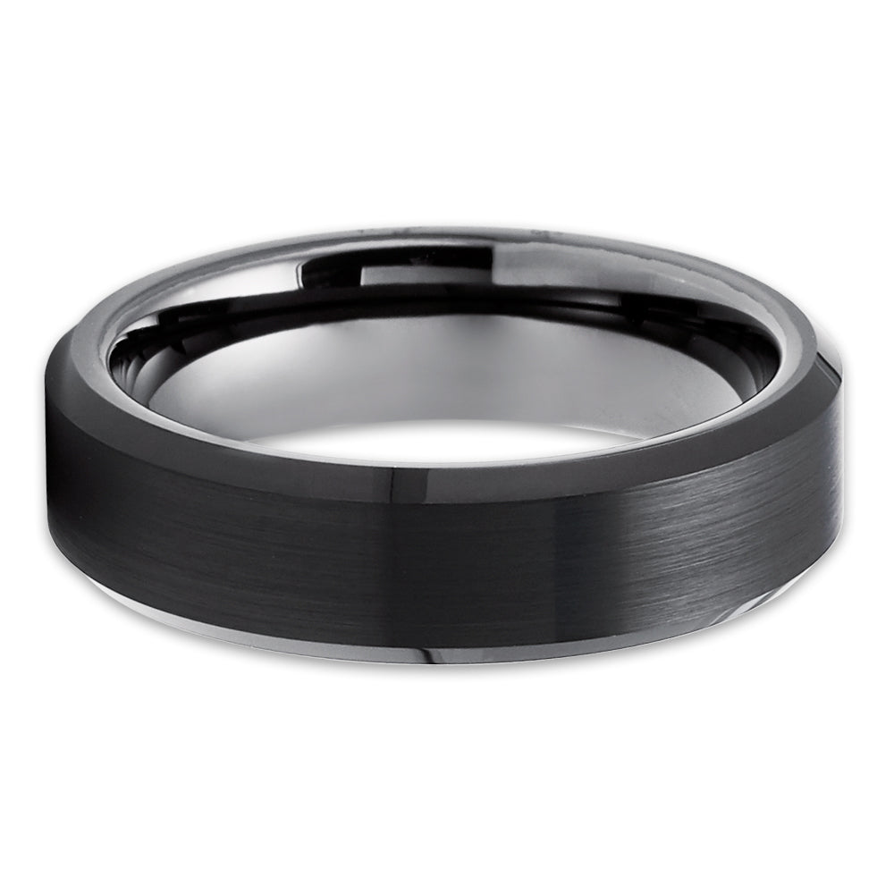 6mm Black Tungsten Wedding Ring Gunmetal Wedding Ring Tungsten Carbide Ring