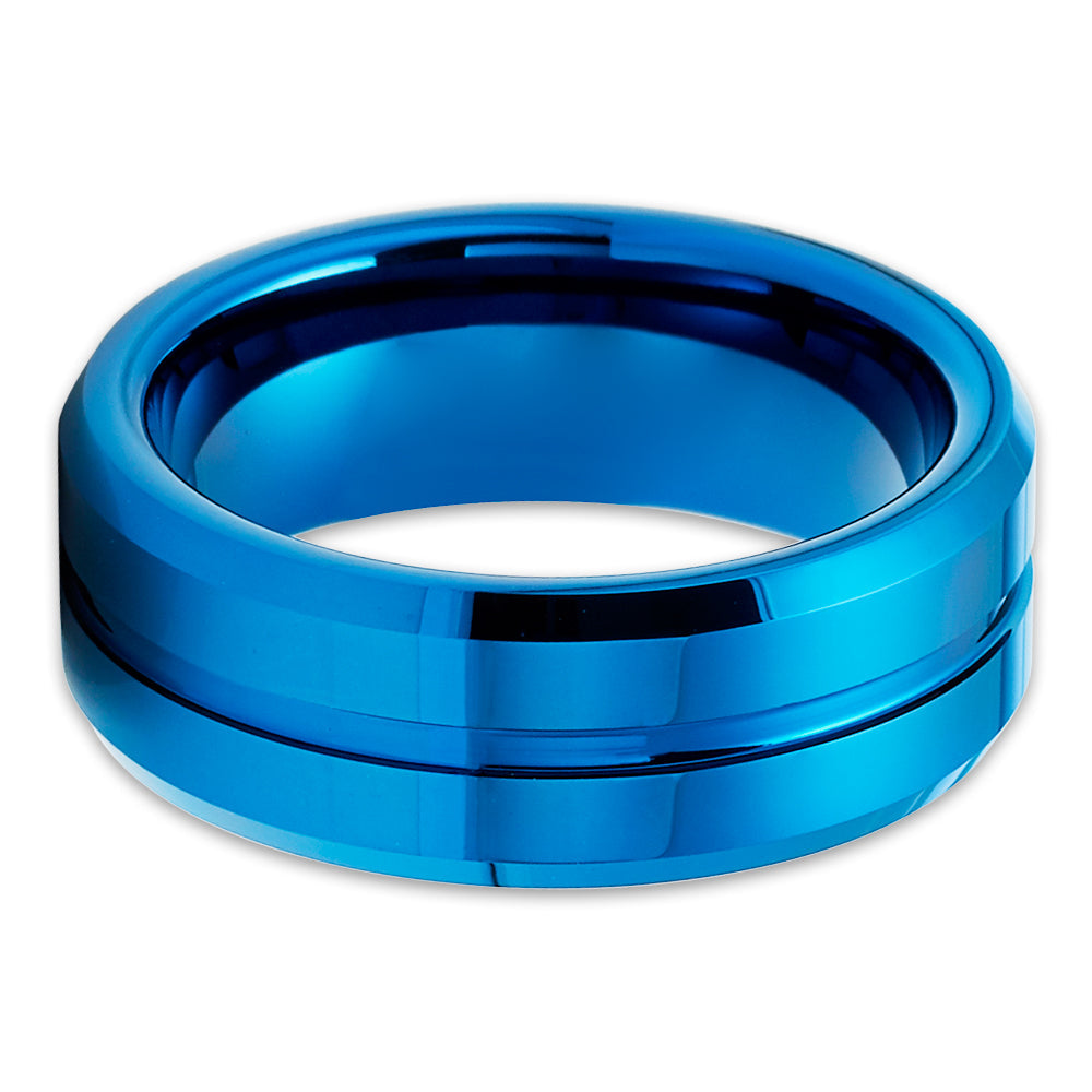 Blue Wedding Ring Tungsten Wedding Ring 8mm Wedding Ring Tungsten