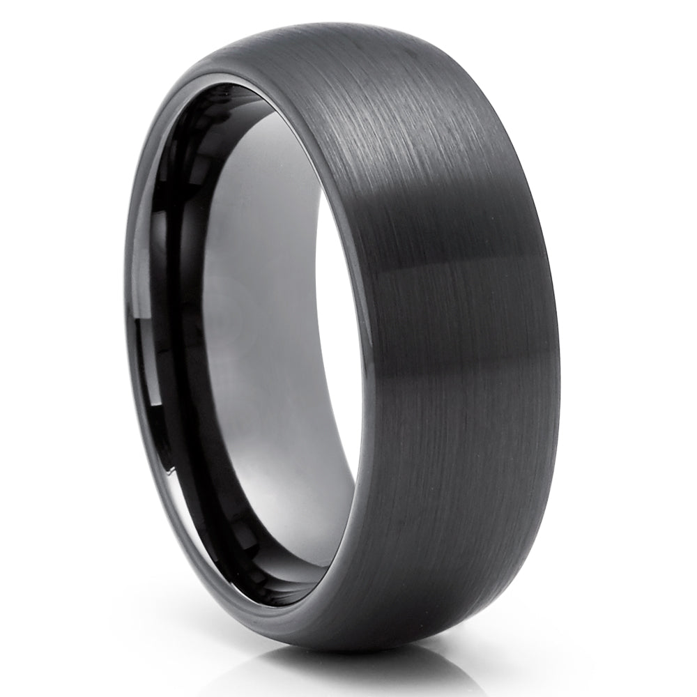Black Tungsten Wedding Ring 8mm Wedding Ring Gunmetal Wedding Ring Brush