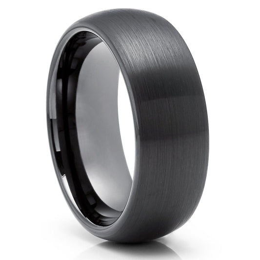 Black Tungsten Wedding Ring 8mm Wedding Ring Gunmetal Wedding Ring Brush