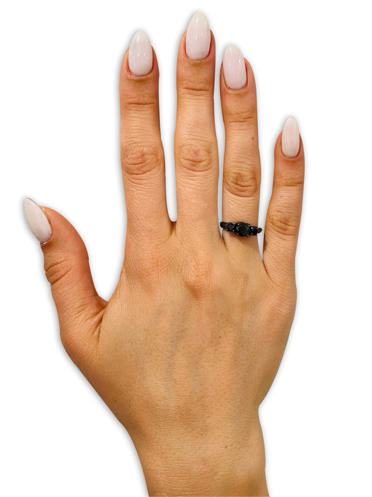 Solitaire Wedding Ring Black CZ Wedding Ring Engagement Ring Silver