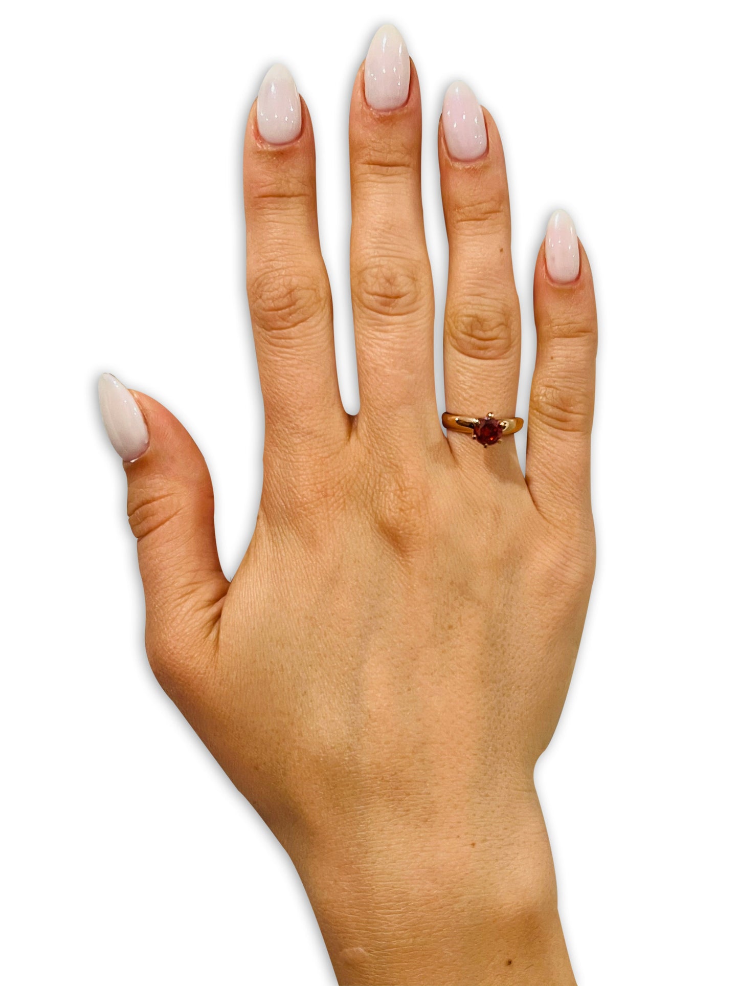 Rose Gold Solitaire Wedding Ring Titanium Wedding Ring Ruby CZ Ring