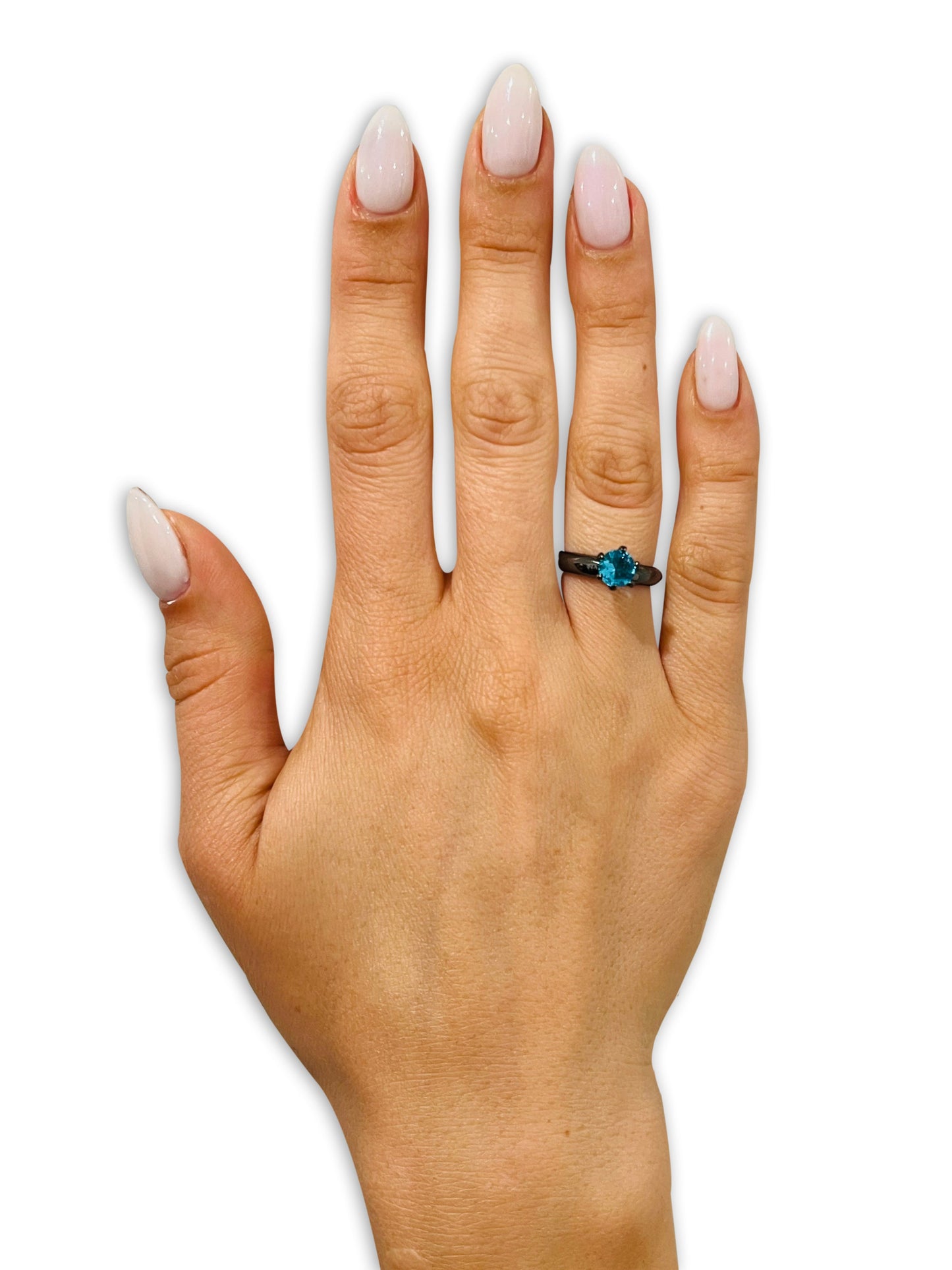 Aquamarine Wedding Ring Solitaire Wedding Ring Gunmetal Ring Ladies