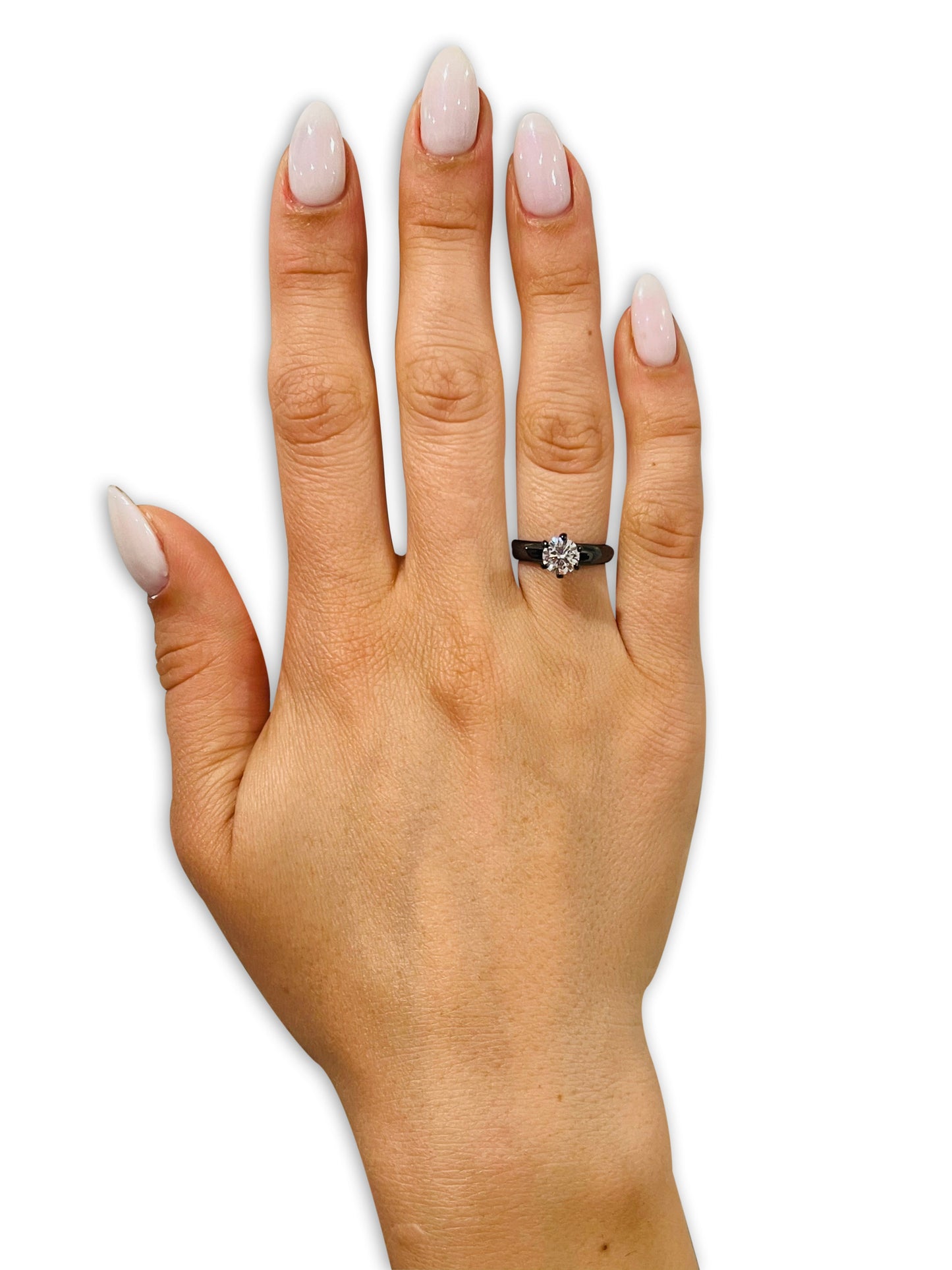 Black Solitaire Wedding Ring CZ Wedding Ring Engagement Ring Black Titanium Ring
