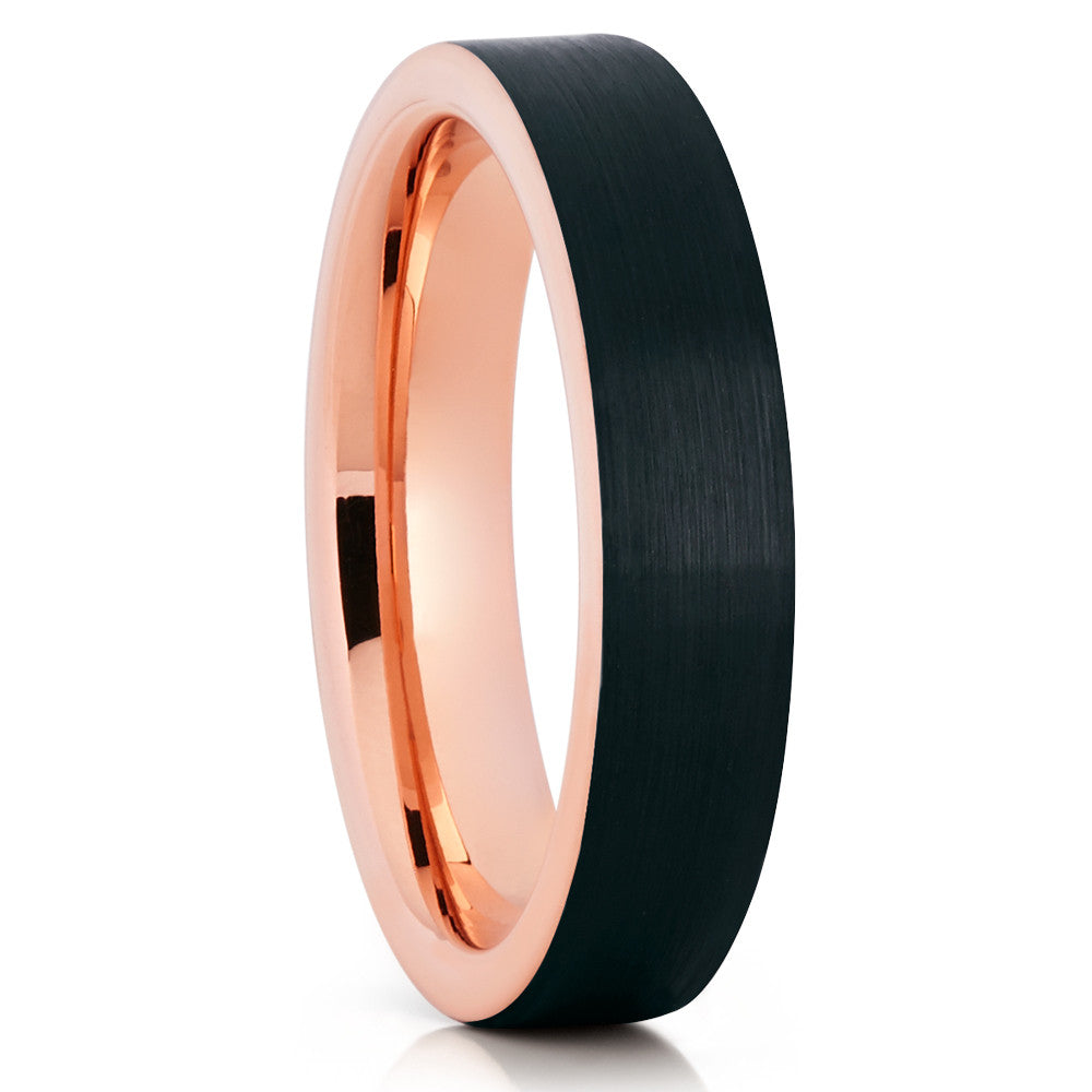 Black Tungsten Wedding Ring Rose Gold Tungsten Ring 5mm Wedding Ring