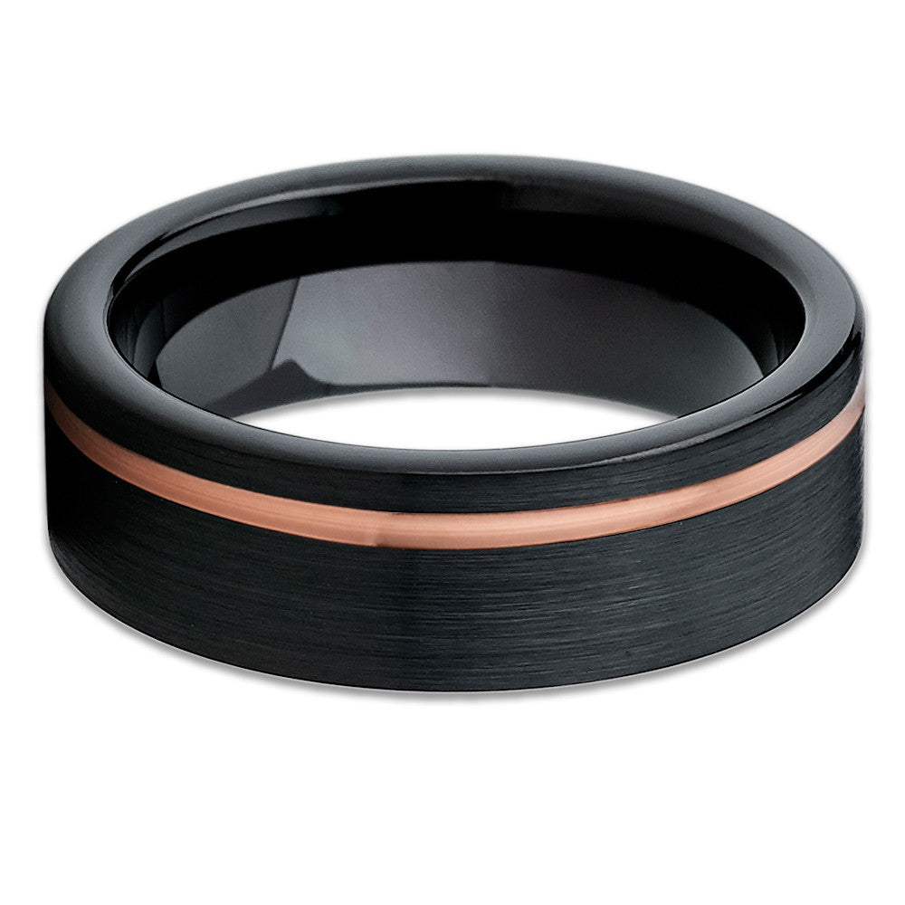 6mm Wedding Ring Black Tungsten Ring Engagement RingRose Gold Wedding Band