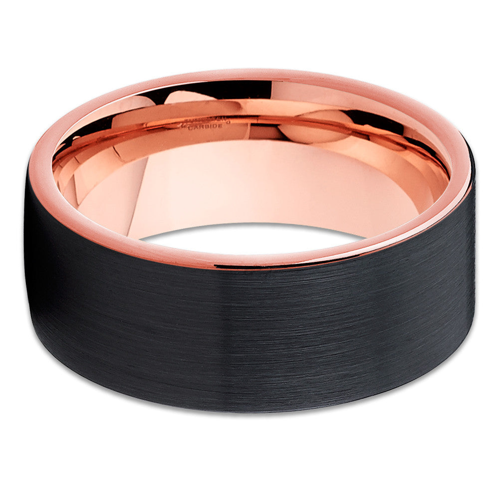 Rose Gold Wedding Ring 8mm Wedding Ring Black Tungsten Ring Anniversary