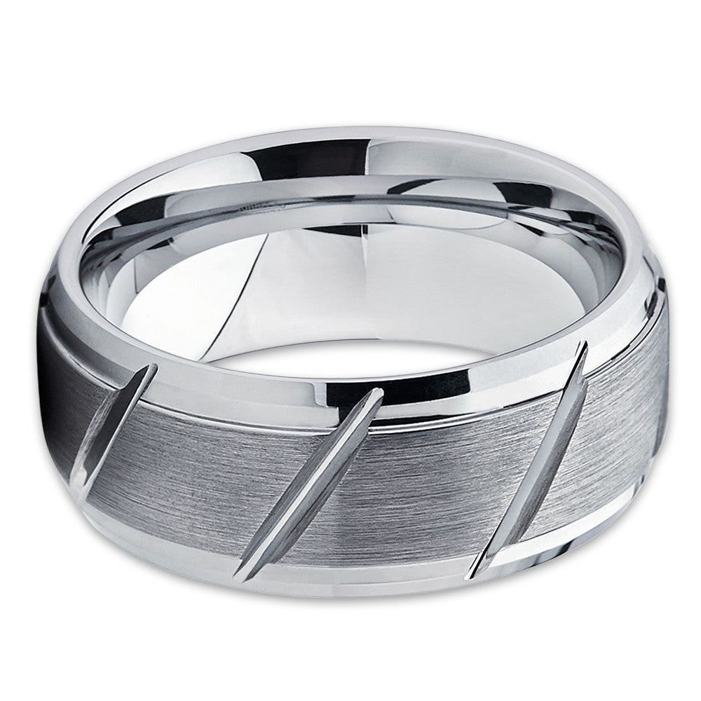 9mm Wedding Ring Silver Wedding Ring,Engagement Ring Tungsten Carbide Ring Unique