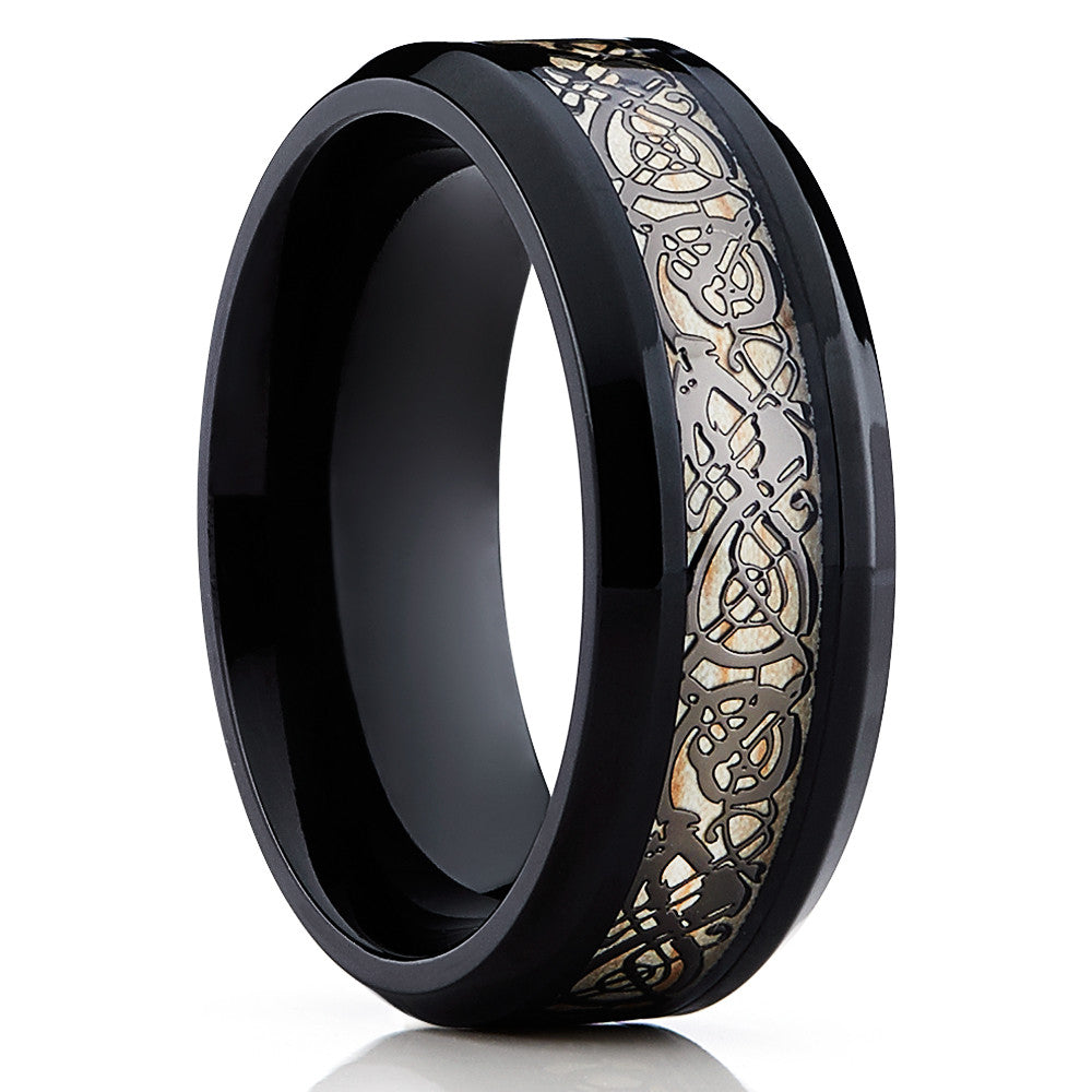 Dragon Ring,Black Tungsten Wedding Ring,8mm Wedding Ring,Black Tungsten Ring,Tungsten Carbide Ring,Comfort Fit