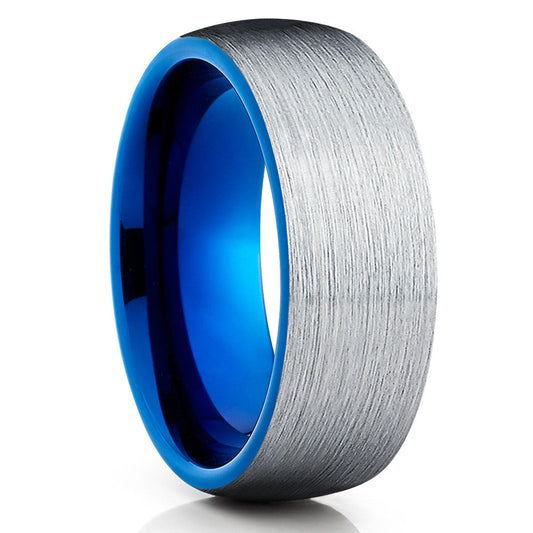 Blue Tungsten Wedding Ring 8mm Wedding Ring Tungsten Carbide Ring Engagement Ring