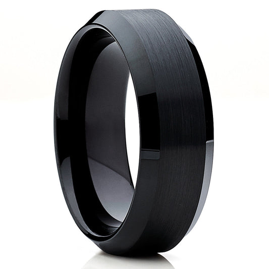 8mm Black Tungsten Ring Engagement Ring Tungsten Carbide Ring
