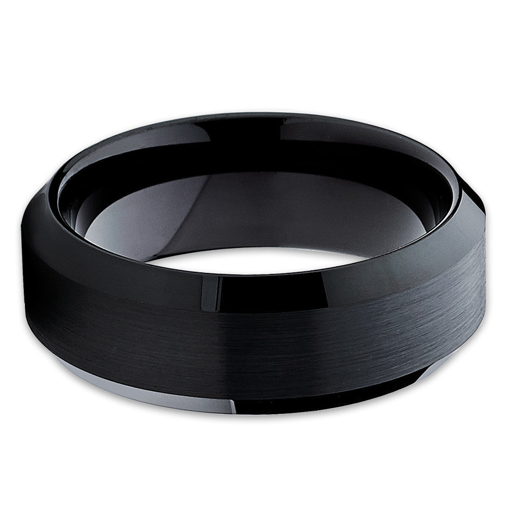 8mm Black Tungsten Ring Engagement Ring Tungsten Carbide Ring
