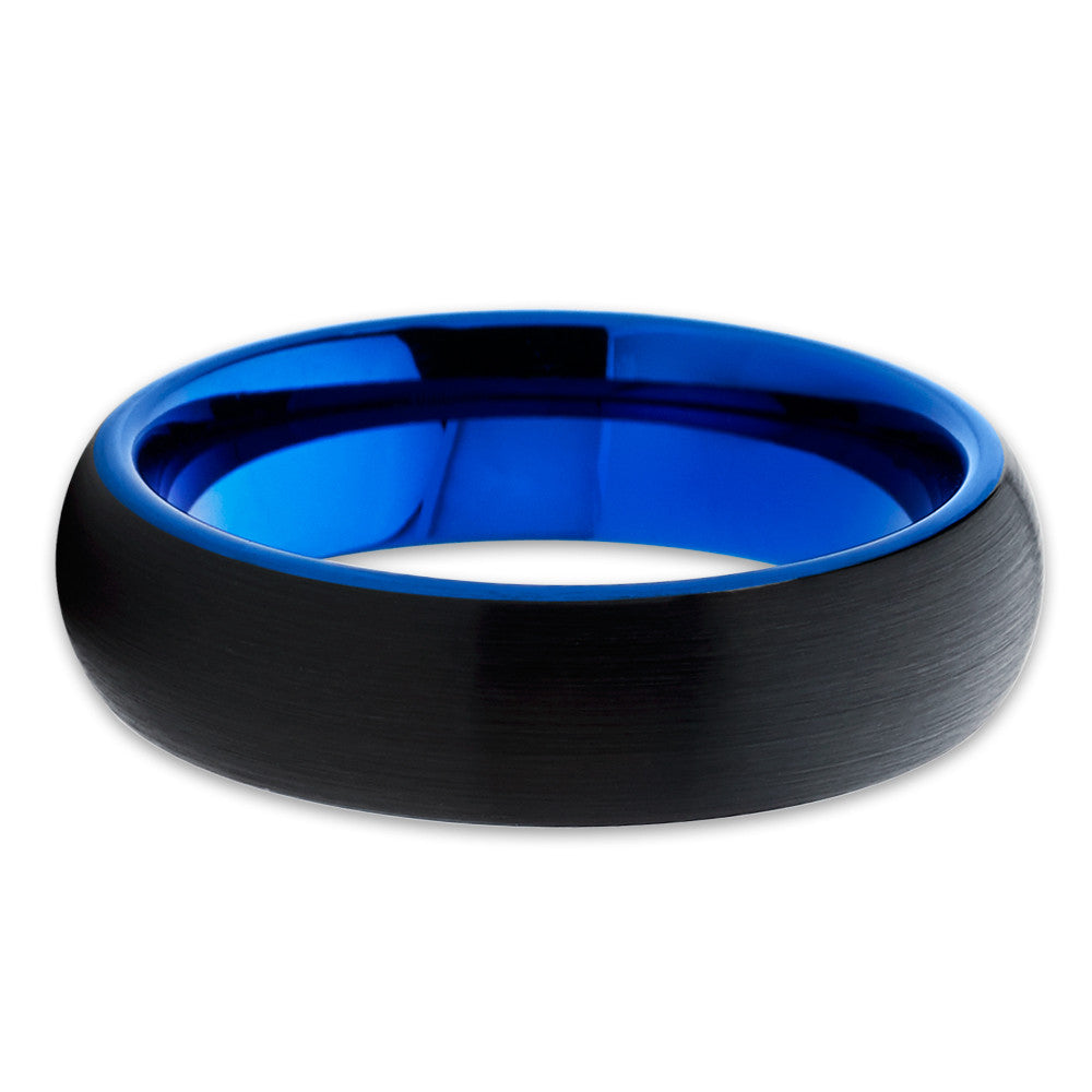 6mm Blue Tungsten Ring Dome Tungsten Ring Engagement Ring Wedding Band