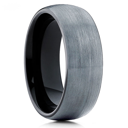 Black Tungsten Wedding Ring Silver Wedding Ring Tungsten Carbide Ring 8mm