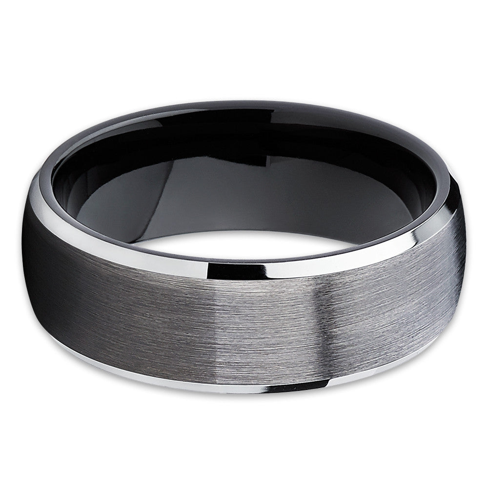 Gunmetal Wedding Ring,8mm Wedding Band,Tungsten Wedding Ring,Engagement Ring,Anniversary Ring