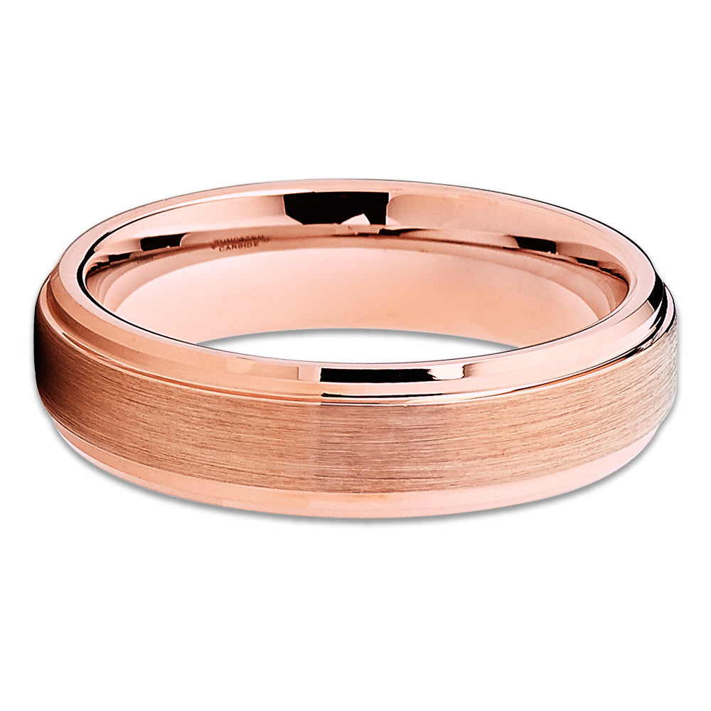 Rose Gold Wedding Ring 6mm Rose Gold Tungsten Ring