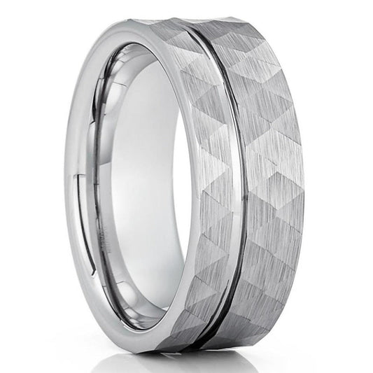 8mm Tungsten Wedding Ring Silver Tungsten Wedding Ring Anniversary Ring Engagement