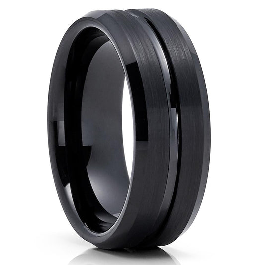 8mm Black Tungsten Ring Tungsten Carbide Ring Engagement Ring Anniversary