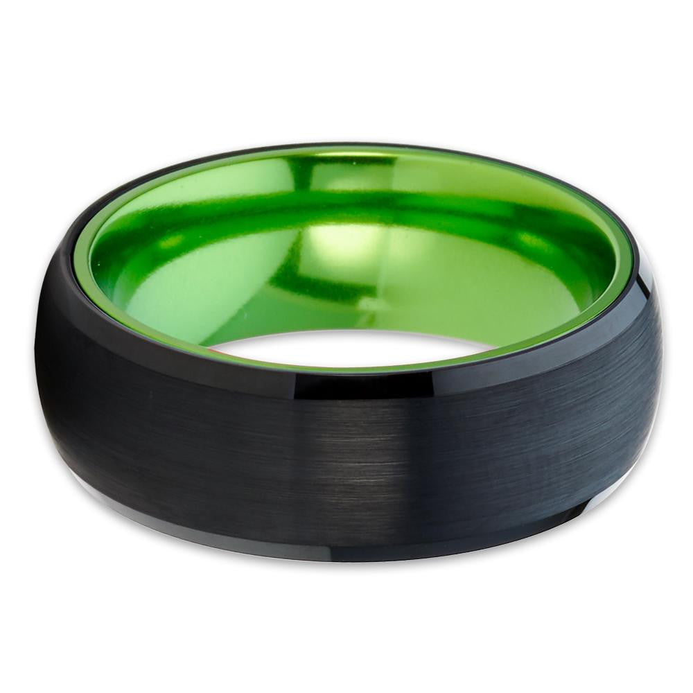 Tungsten Carbide Ring Black Wedding Ring Green Wedding Ring