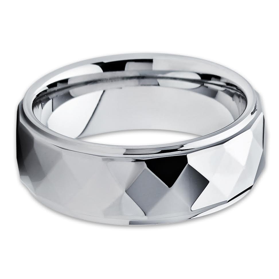 Silver Tungsten Wedding Ring Tungsten Carbide Ring Engagement Ring 8mm