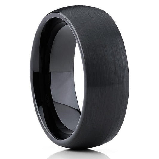 Black Tungsten Wedding Band - Black Tungsten Wedding Ring - Dome - Clean Casting Jewelry