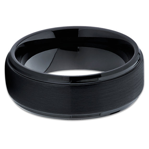 Black Tungsten Wedding Band - Black Tungsten Wedding Ring - Brush - Clean Casting Jewelry