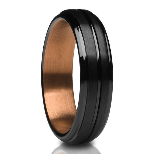 6mm Black Wedding Ring Espresso Wedding Ring Black Tungsten Ring Dome