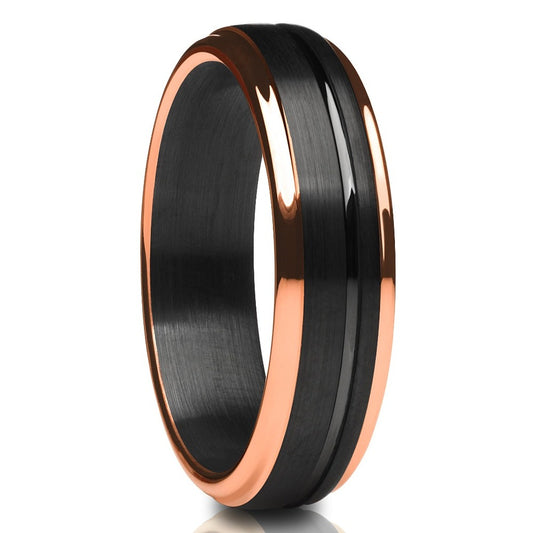 6mm Black Tungsten Wedding Ring Rose Gold Wedding Ring 8mm Wedding Ring