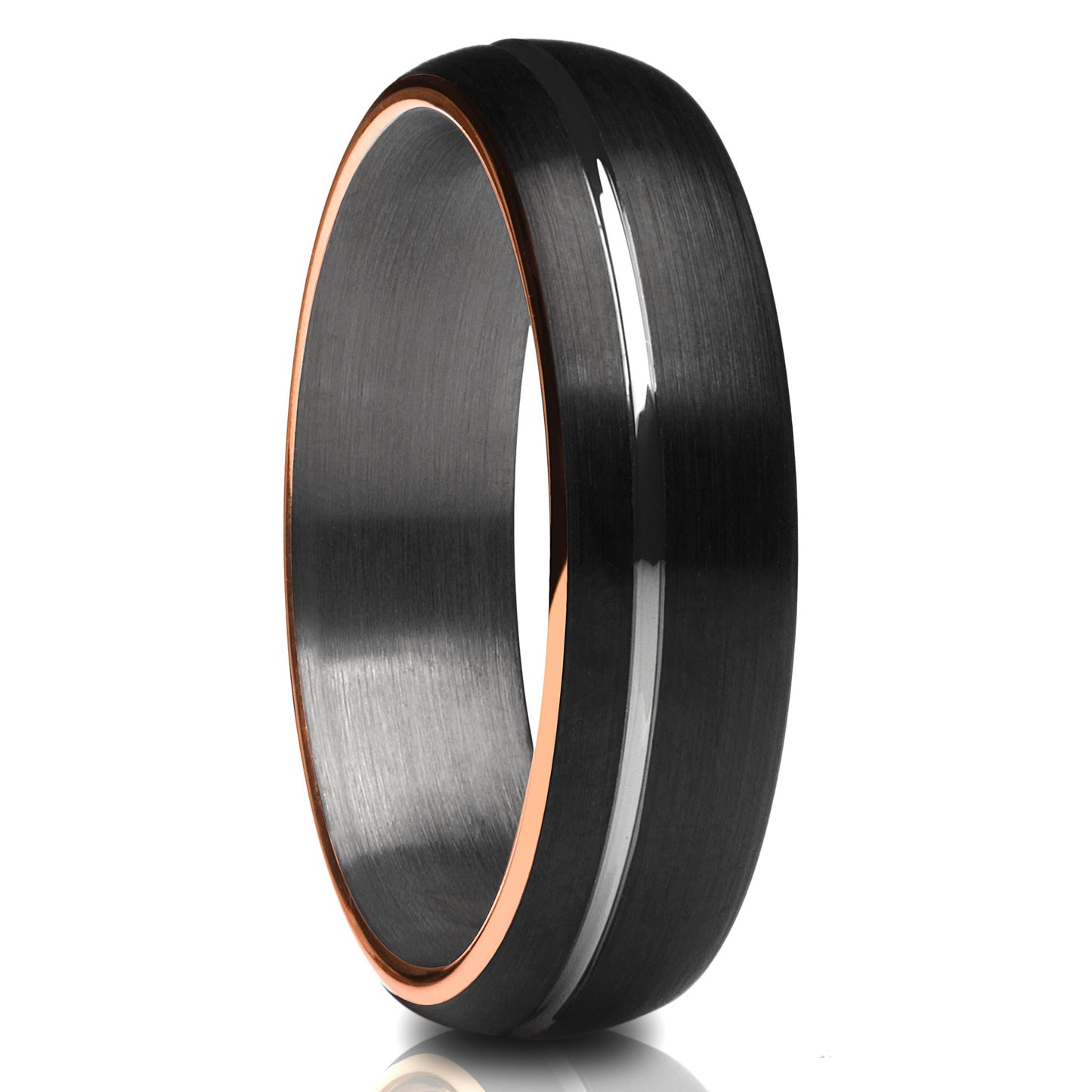 Gunmetal Tungsten Ring,Black Tungsten Ring,Rose Gold,6mm Wedding Ring,Tungsten Carbide Ring