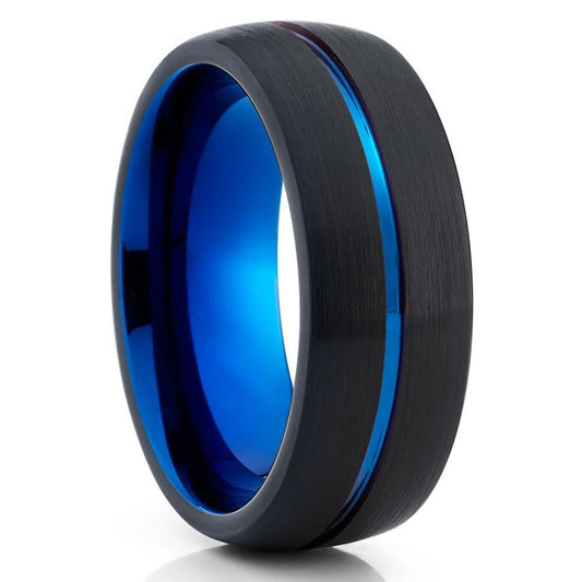 6mm Black Tungsten Ring Blue Tungsten Ring Engagement Ring Black Tungsten